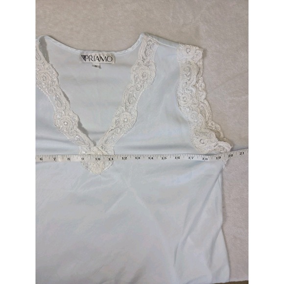 Vintage Priamo Shiny Satin Light Blue White Lace Trim Nightgown Lounge‎ USA Sz S - Picture 6 of 9